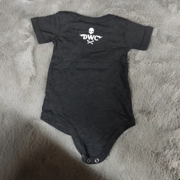 Death Wish coffee charcoal black Triblend onesie (6-12) - Picture 2 of 4